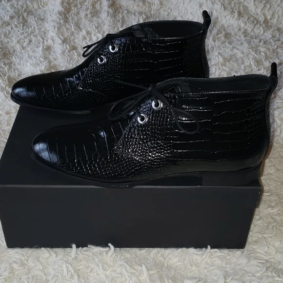 Rag & Bone Audrey Desert Boot Black Croco 10 nwt